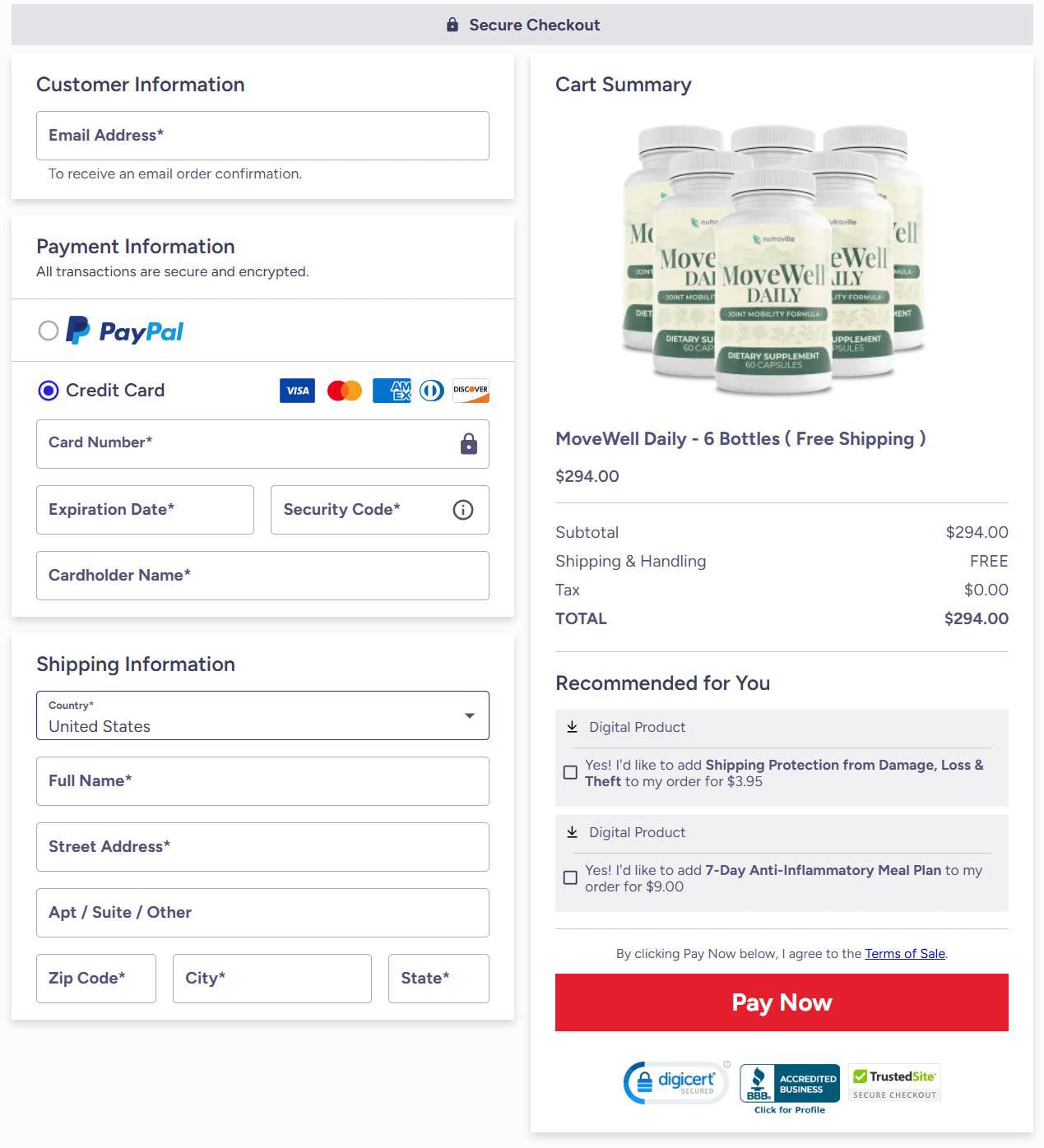 MoveWell Daily Order Checkout